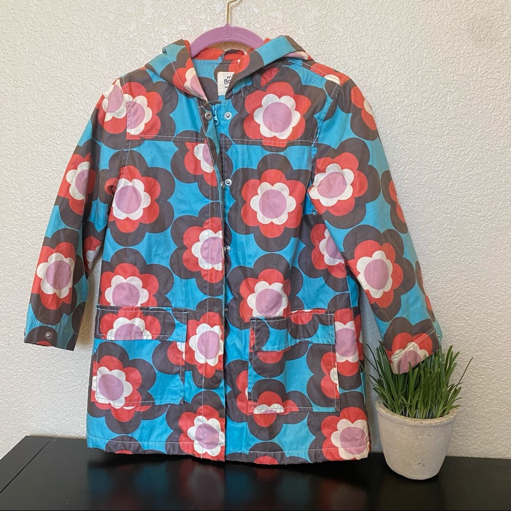 Mini boden floral rain jacket 7-8